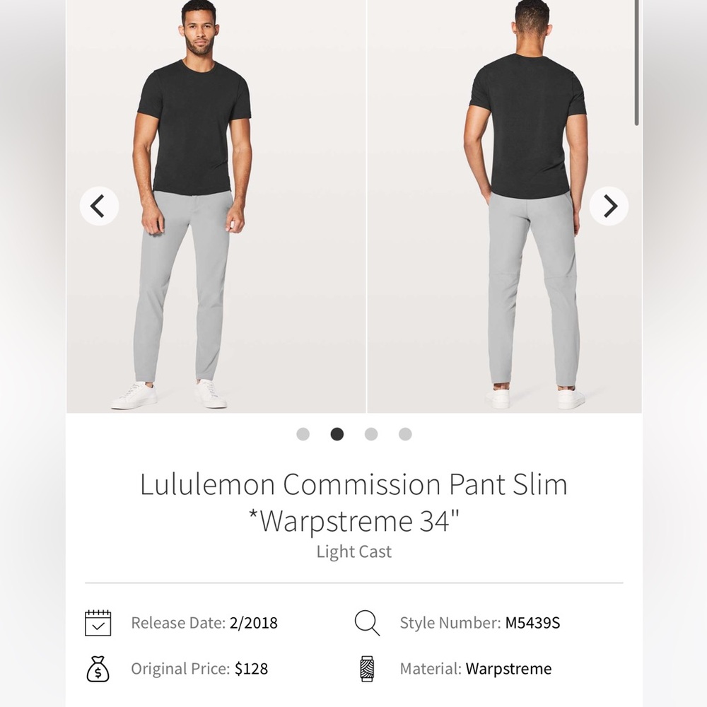 157-$35 *FREE SHIPPING* EUC Lululemon Commission Pants Slim Men’s sz 40 x 28